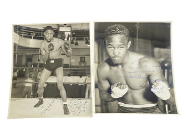 Vintage Boxers Richard Polite And John Thomas Black & White Signed Photograph Lot of 2