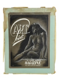 Vintage Hand Painted Illustration Art – Nude Woman, Magazine Cover Painting, Signed Jsaack