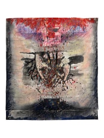 Mixed Media Painting on Paper German School 20" x 18"
