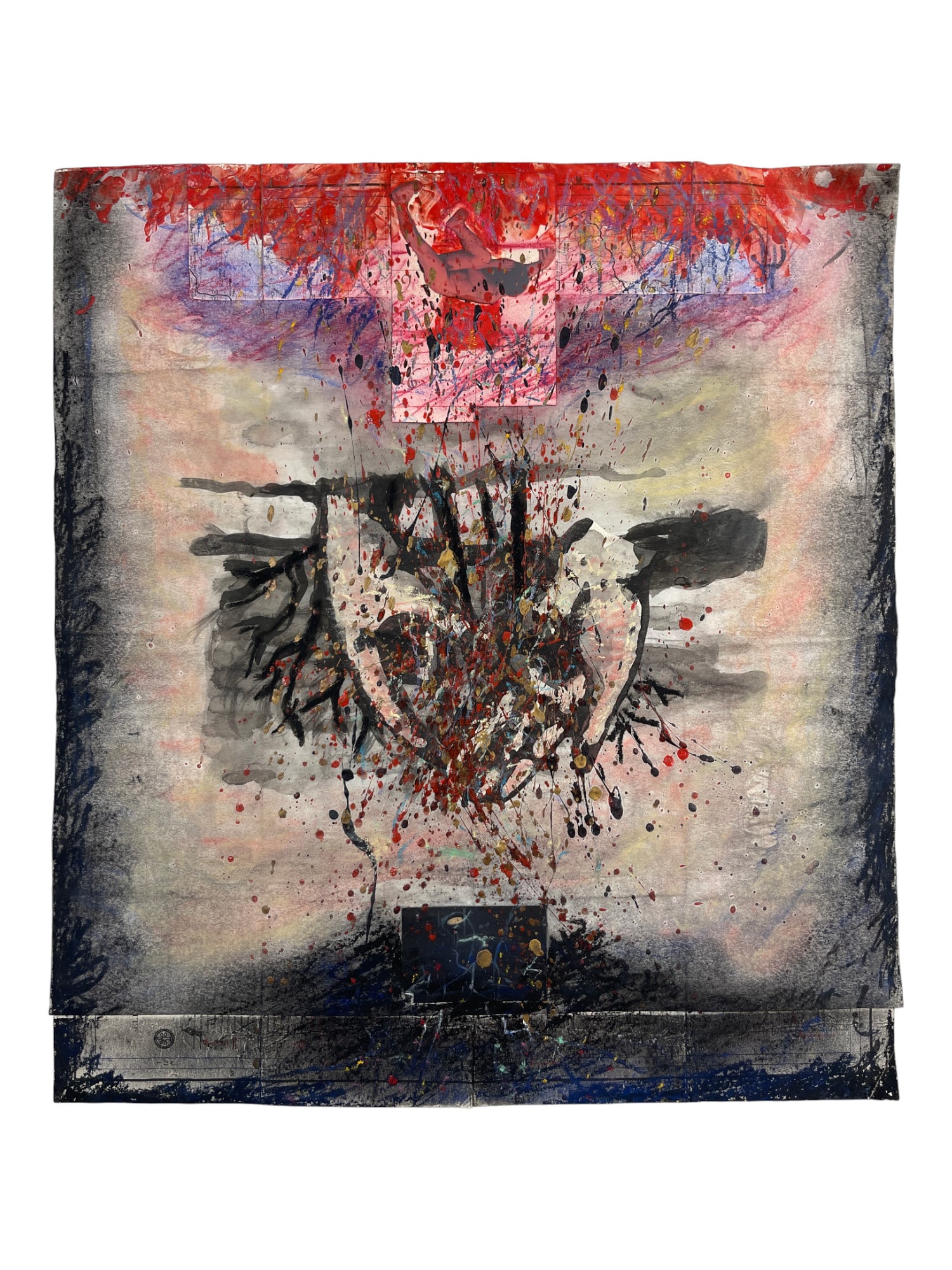 Mixed Media Painting on Paper German School 20" x 18": Mixed Media Painting on Paper German School 20" x 18"