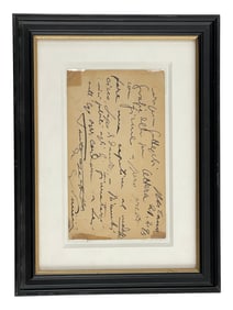 Giacomo Puccini (1858-1924) Italian Composer Signed Postcard Letter Milan 1893 Framed Signature