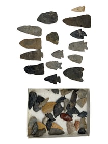 Group of Native American Arrowheads and Spear Points American Indian