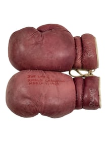 Vintage Joe Louis Signed Boxing Gloves World Champion