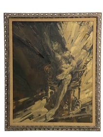 Hal Ashmead – Abstract Oil on Canvas Painting of Nude Woman – Framed, Signed