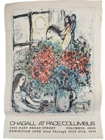 Vintage Marc Chagall at Pace/Columbus Exhibition Lithograph Poster