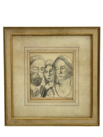 Abraham Walkowitz - Three Heads, Pencil on Paper