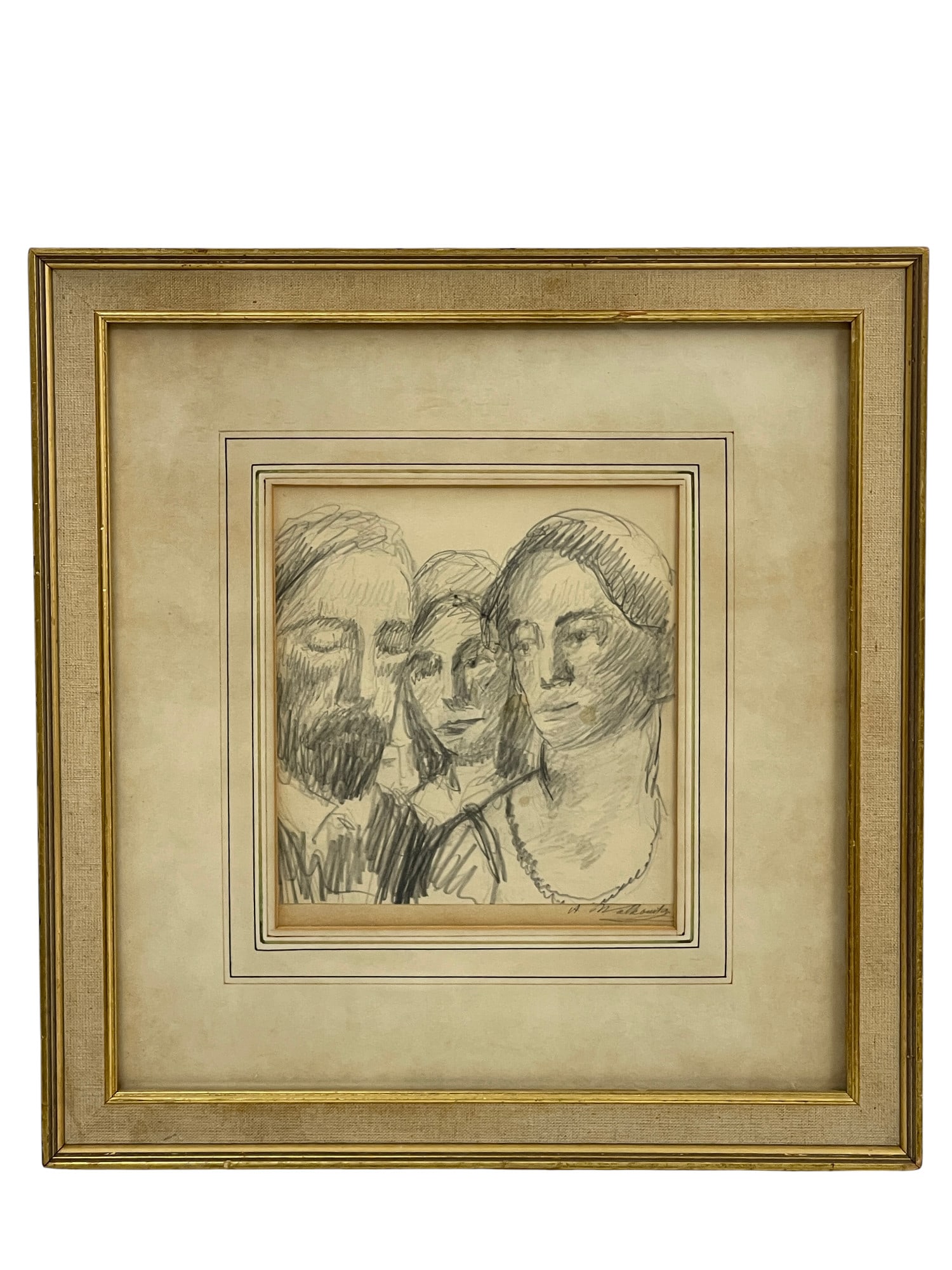 Abraham Walkowitz - Three Heads, Pencil on Paper (1 of 7)