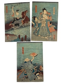 Set of 3 Utagawa Kuniyoshi Woodblock Prints