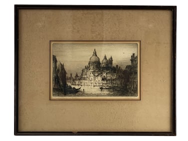Vintage Signed The Grand Canal Etching, Venice