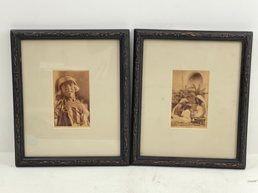 Vintage Pair of Albumen Photographs in Frame