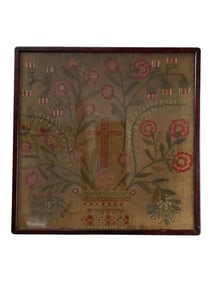 Vintage Christian Hand Made Sampler Embroidery