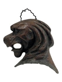Antique Bronze Lion's Head Door Knocker - Stamped and Numbered