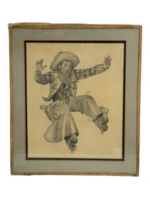 Vintage Pencil Drawing Illustration by J. Pisani - Vaquero