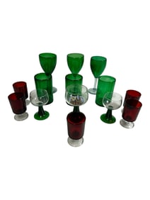 Vintage Green Red Colored Glasses
