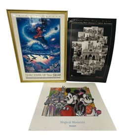Vintage Disney Poster Lot With Lithograph By Christian Riese Lassen