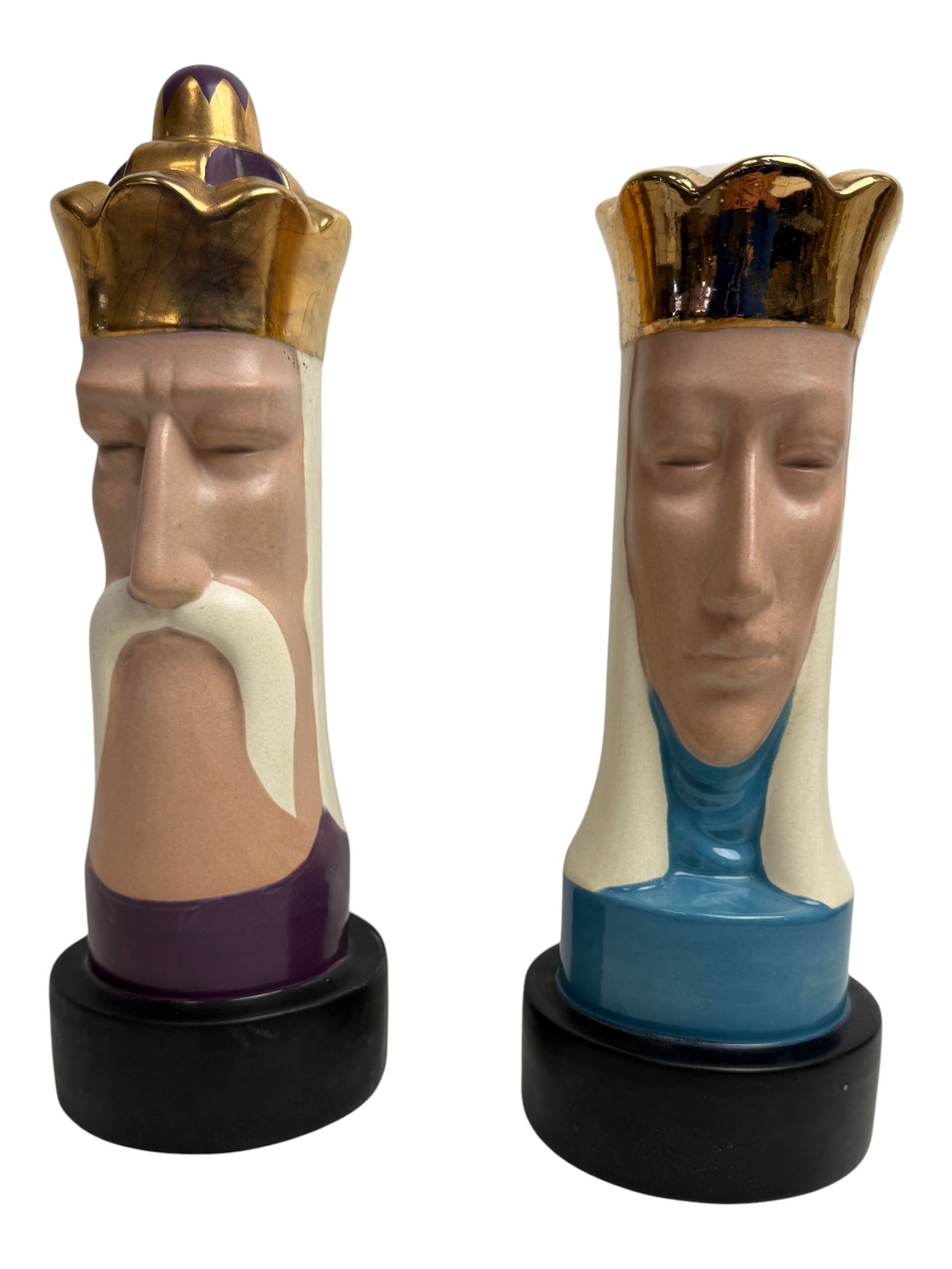 Vintage 1947 Peter Ganine Porcelain Oversized Chess Pieces The King And Queen (1 of 12)