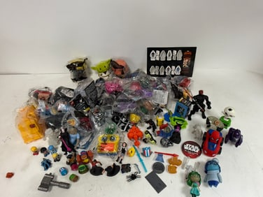Vintage DC And Marvel Happy Meal And Action Figure Toy Lot