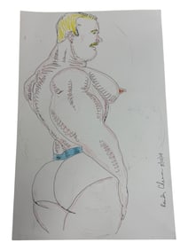 Vintage Randy Coleman Signed & Dated Gay Male Interest Original Drawing Illustration Art