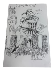 Vintage Randy Coleman Signed Gay Male Interest Original Drawing Illustration Art