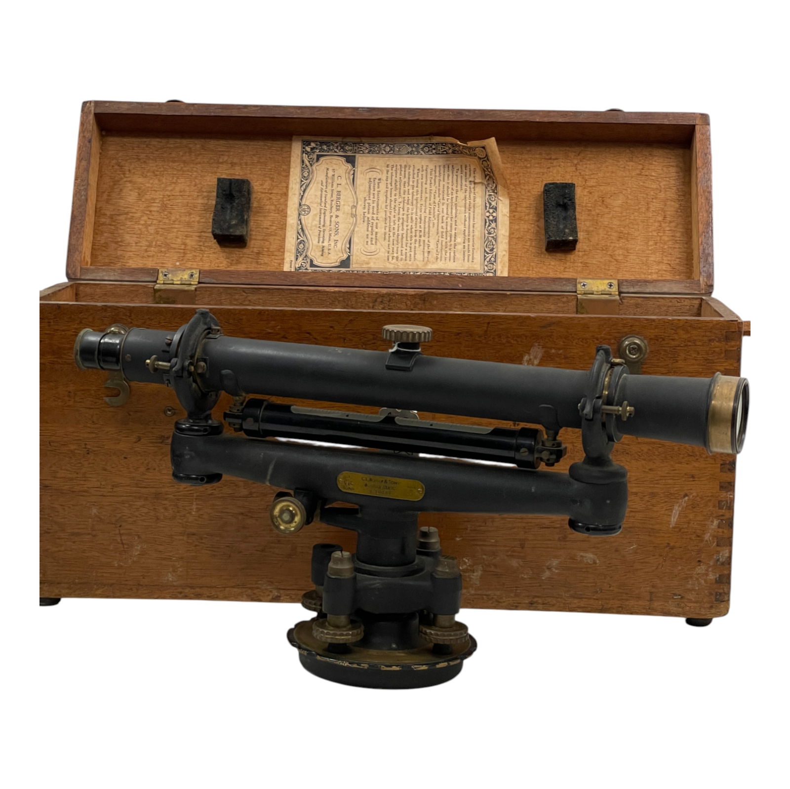 Antique C.L. Berger & Sons Surveyors Compass Y 10086 Boston Mass. W/ Original Wooden Case (1 of 9)