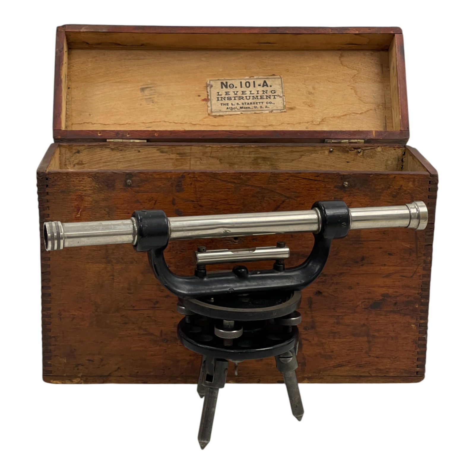 Vintage L.S. Starrett No. 101-A Leveling Instrument in Wood Case (1 of 9)