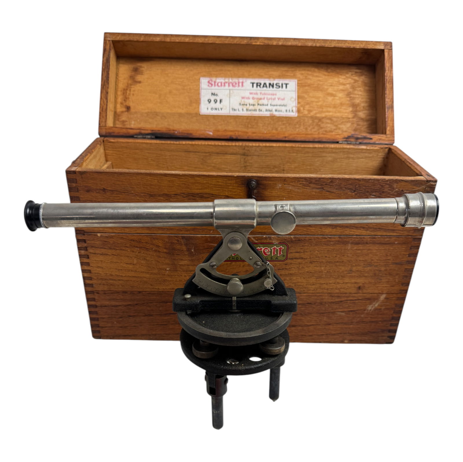 Vintage Telescope Starrett Transit N99F Surveyying Instrument in Wood Box Case (1 of 7)