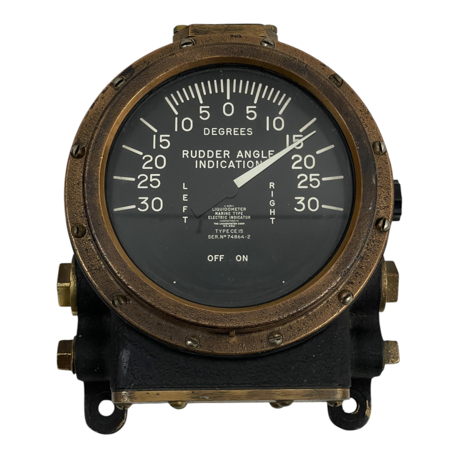 Vintage Nautical Hydraulic Rudder Angle Indicator: Vintage Nautical Hydraulic Rudder Angle Indicator