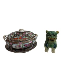 Chinese Foo Dog Covered Server with Plate