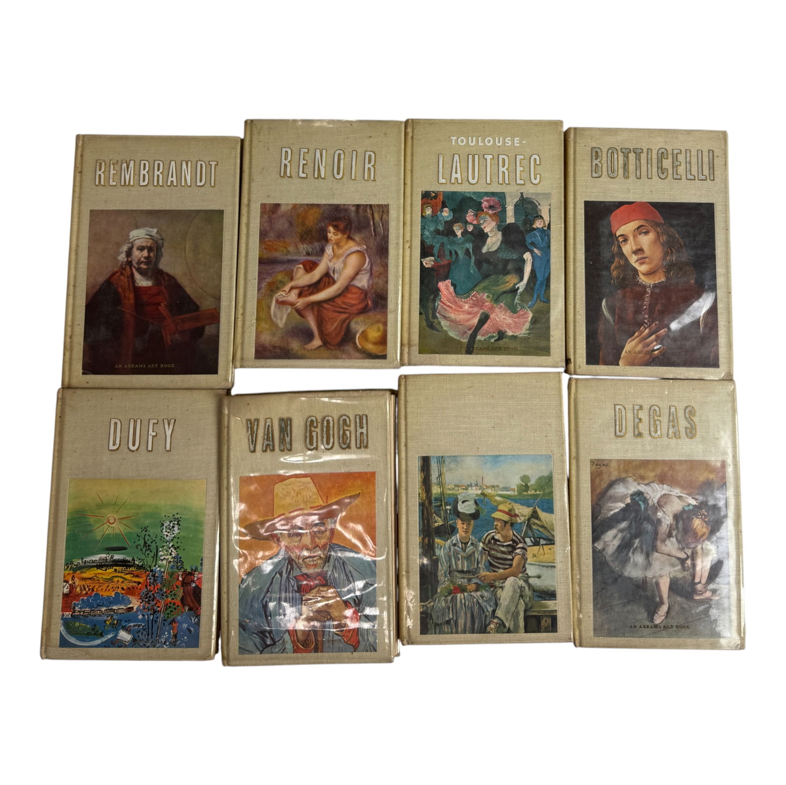 Set of 7 Vintage Art Books Rembrandt, Renoir, Lautrec, Botticelli, Dufy, Van Gogh, Degas
