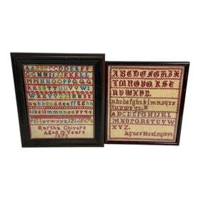 Pair of Antique Framed Samplers 1873 & 1889