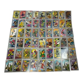 Vintage DC & Marvel Comic Trading Cards Sheet of 60+