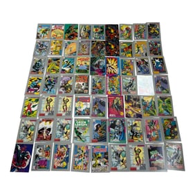 Vintage DC & Marvel Comic Trading Cards Sheet of 60+