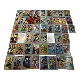 Vintage DC & Marvel Comic Trading Cards Sheet of 50+