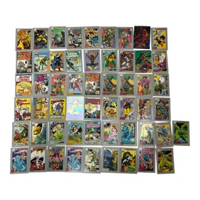 Vintage DC & Marvel Comic Trading Cards Sheet of 60+