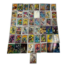 Vintage DC & Marvel Comic Trading Cards Sheet of 50+