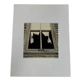 Signed Modern Print Cat in Window
