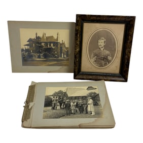 Antique Photograph Album & Framed Portraits Lot of 3