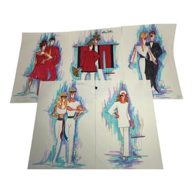 Collection of Costume Design Illustrations Lot of 5