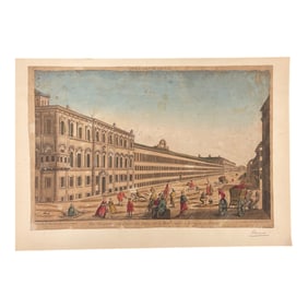 Antique Hand-Colored Engraving Rome