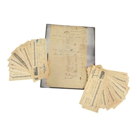 19th-Century Handwritten Ledger with Railroad Ephemera