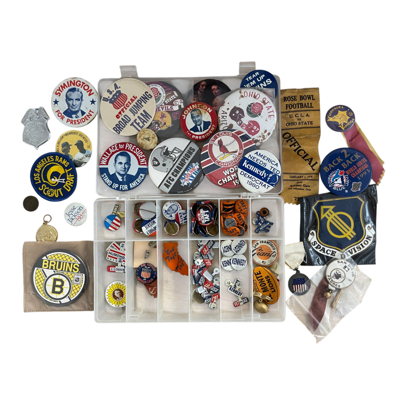 Collection of Political, Sports, and Event Pinback Buttons (1 of 4)