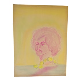 Jimi Hendrix Signed Color Pencil Portrait Hand painted Signed