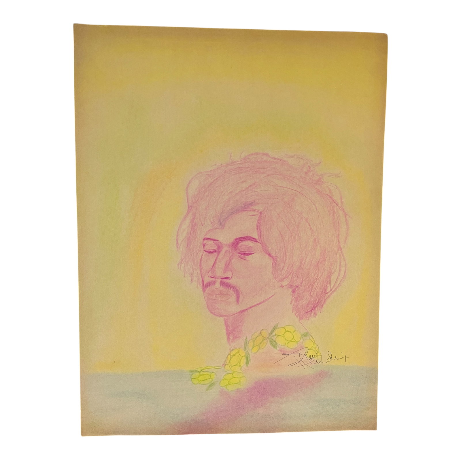Jimi Hendrix Signed Color Pencil Portrait Hand painted Signed (1 of 3)