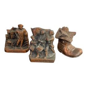 Set of Three Vintage Cast Metal Bookends