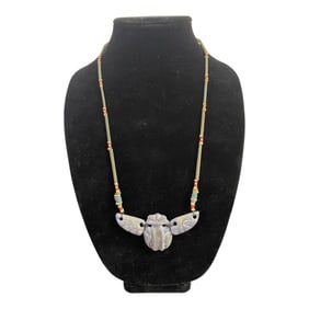 Beaded Scarab Necklace with Inlays