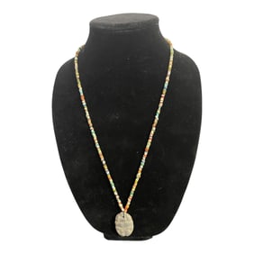 Colorful Stone Bead Necklace with Pendant