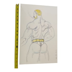 Vintage Randy Coleman Dated Gay Male Interest Original Drawing Illustration Art 11" x 17"