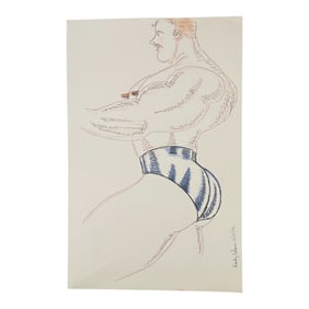 Vintage Randy Coleman Dated Gay Male Interest Original Drawing Illustration Art 11" x 17"