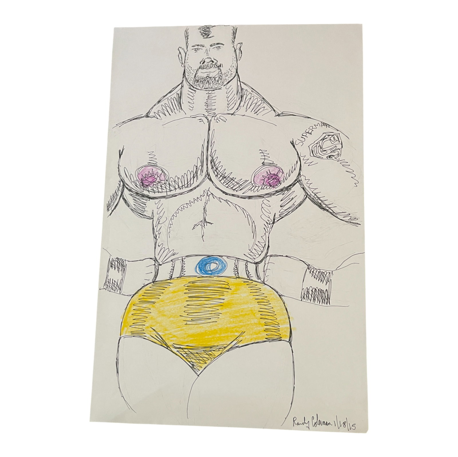 Vintage Randy Coleman Dated Gay Male Interest Original Drawing Illustration Art 11" x 17" (1 of 4)