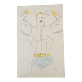 Vintage Randy Coleman Dated Gay Male Interest Original Drawing Illustration Art 11" x 17"